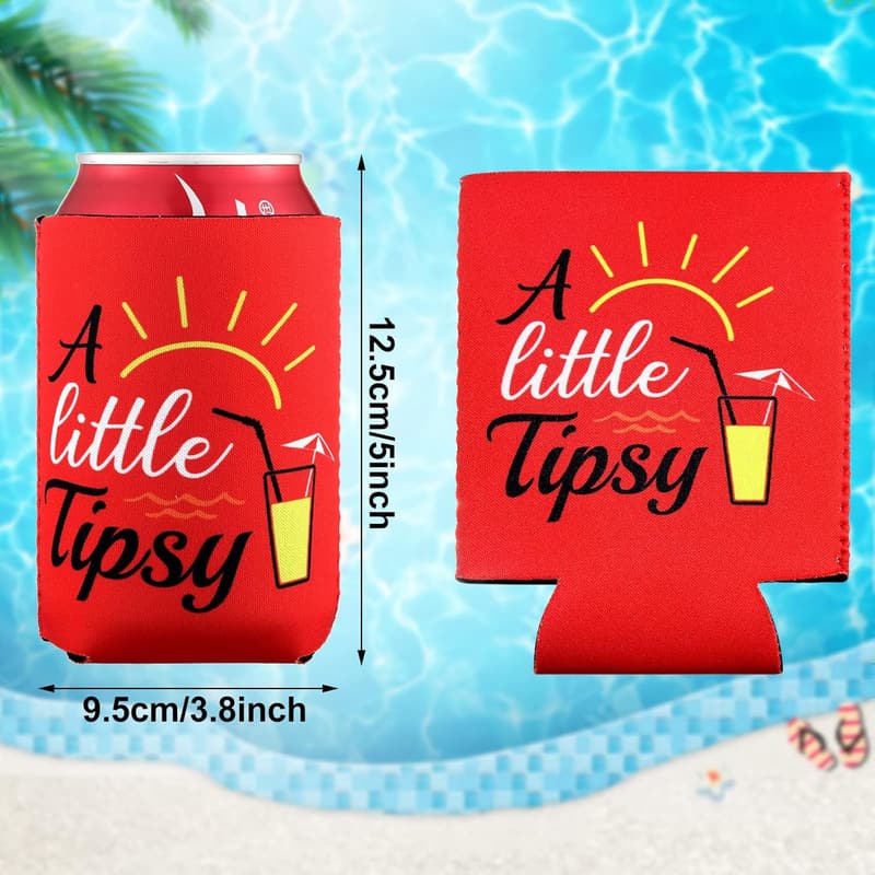 Beach-Themed Neoprene Can Cooler Sleeves - 12 Pack