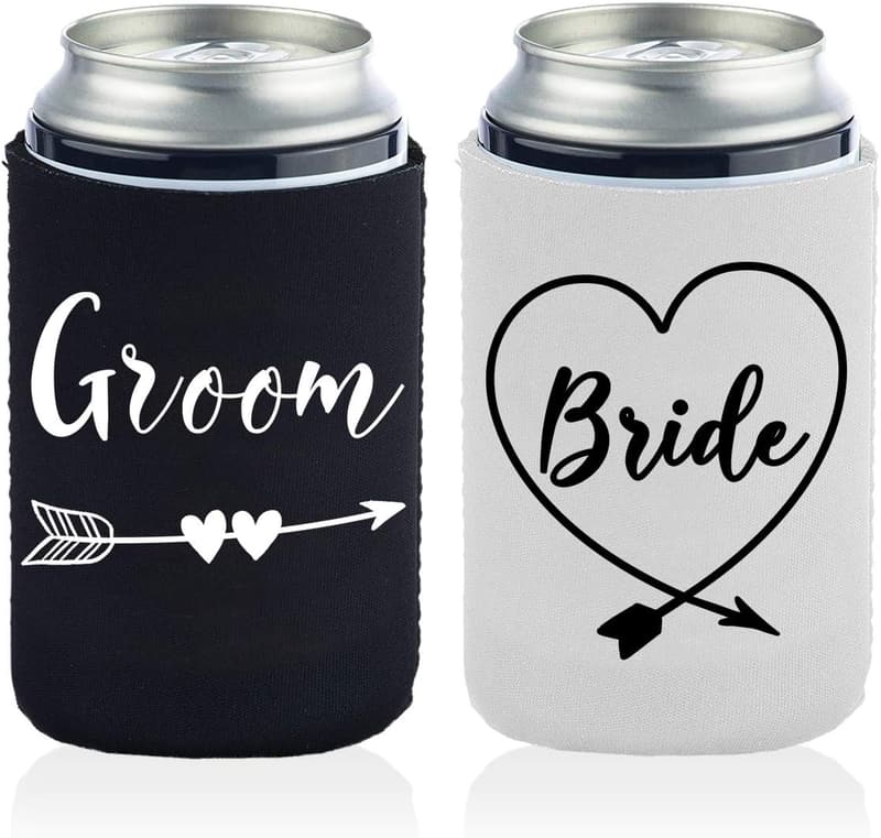Funny Bride and Groom Can Coolers - 12 oz Neoprene Beverage Insulator