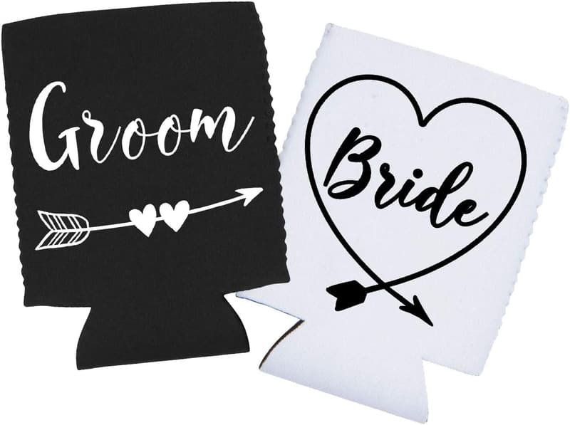 Funny Bride and Groom Can Coolers - 12 oz Neoprene Beverage Insulator