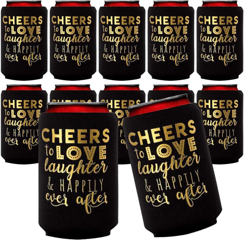 Wedding Can Coolers Set of 12 - Cheers to Love Decor
