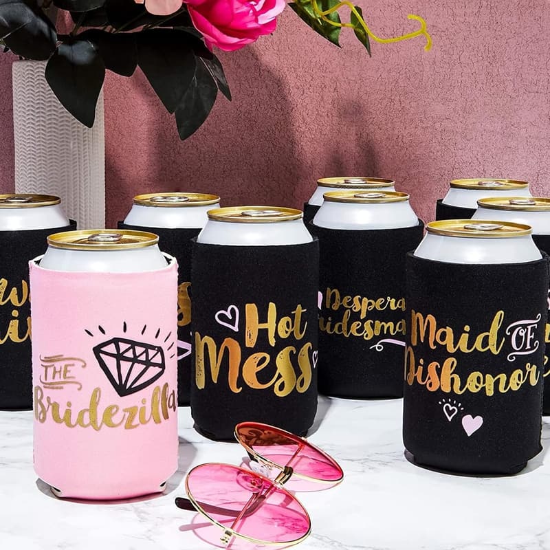 Bachelorette Party Can Cooler Sleeves - 12 Assorted Neoprene