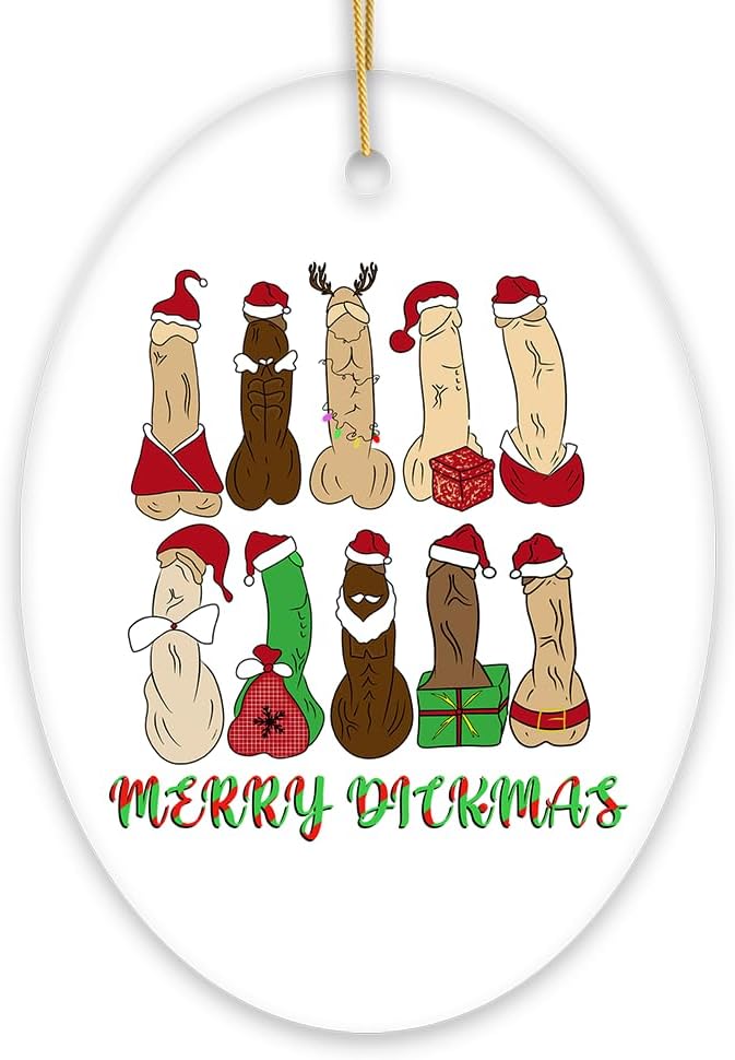 Funny Merry Dickmas Christmas Ornament - Dark Humor Gift