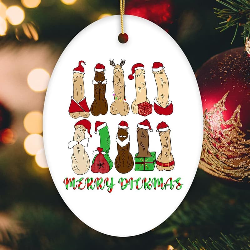 Funny Merry Dickmas Christmas Ornament - Dark Humor Gift