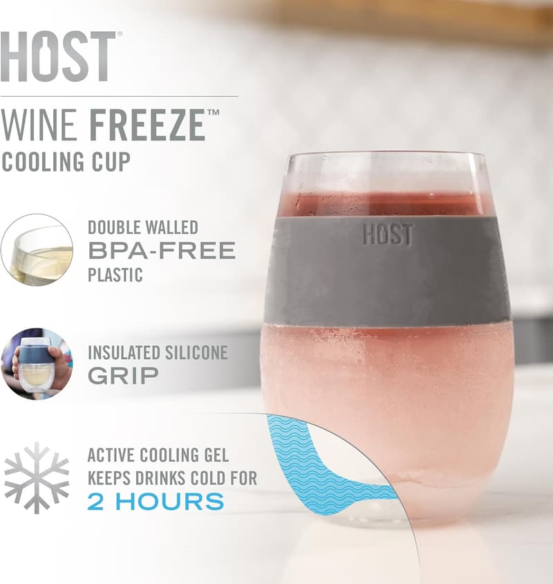 Grey Wine Freeze Cooling Cups (Set of 2)