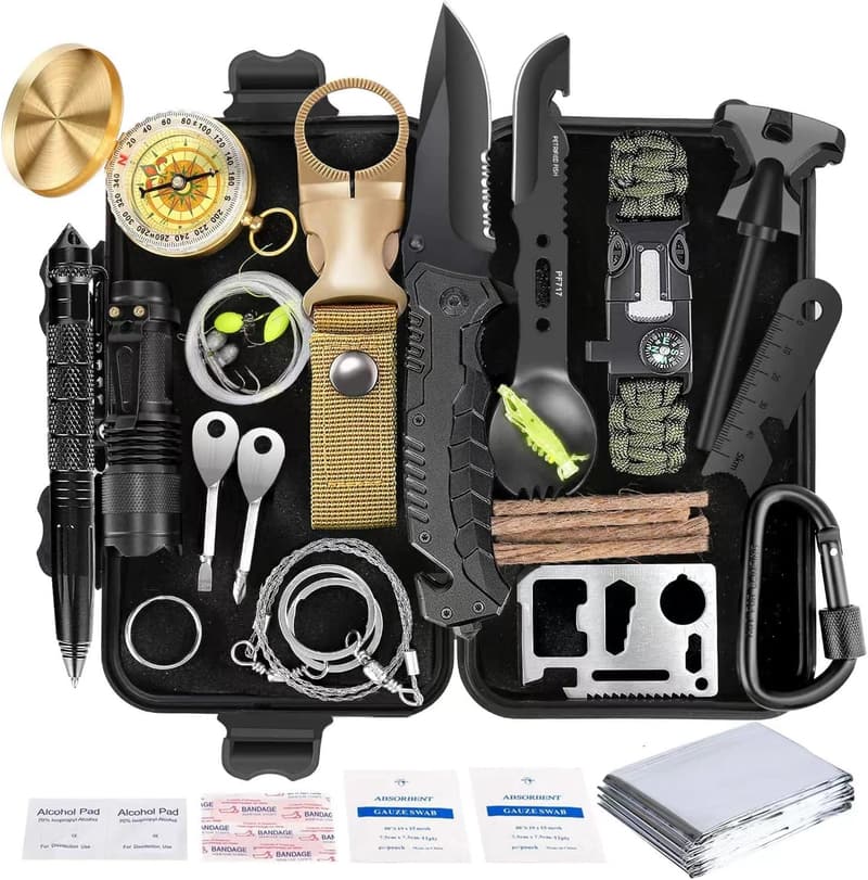 35-in-1 Survival Kit for Men - First Aid Gear for Camping & Hiking