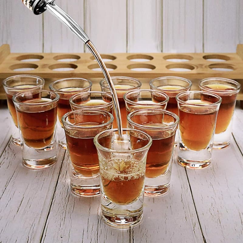 12-Piece Shot Glass Set with Tray & Thick Base for Parties