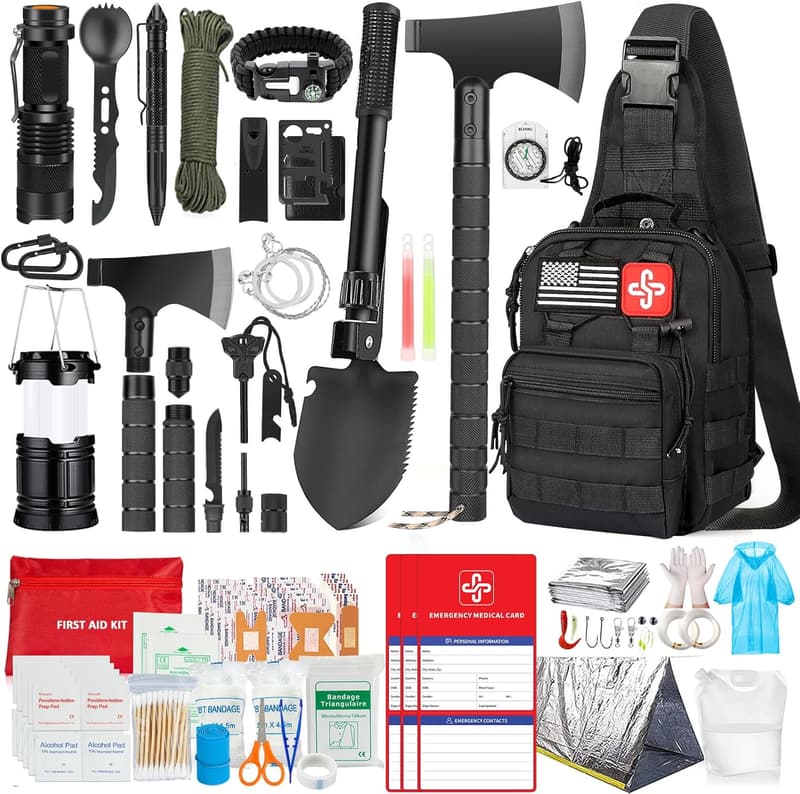 Emergency Survival Kit with 262 Pieces, First Aid & Bag