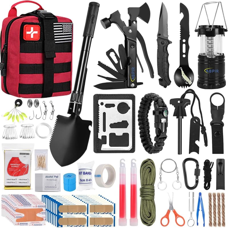 Emergency Survival Kit with 170 Essentials for Hiking & Camping