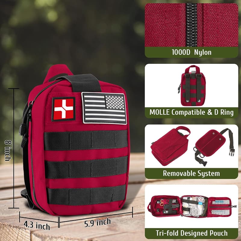 Emergency Survival Kit with 170 Essentials for Hiking & Camping