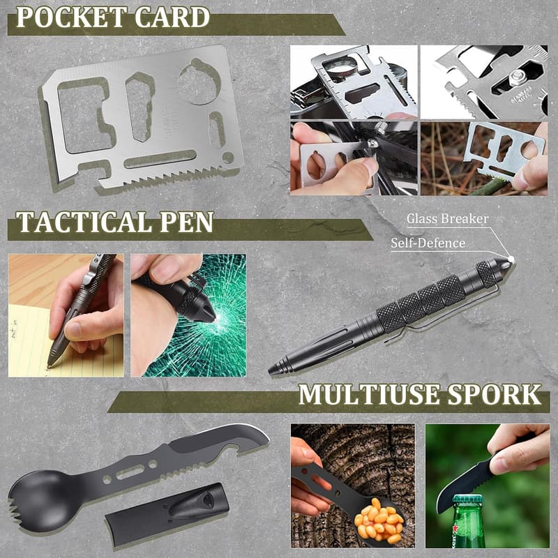 14-in-1 Survival Kit for Men - Camping & Hiking Essentials