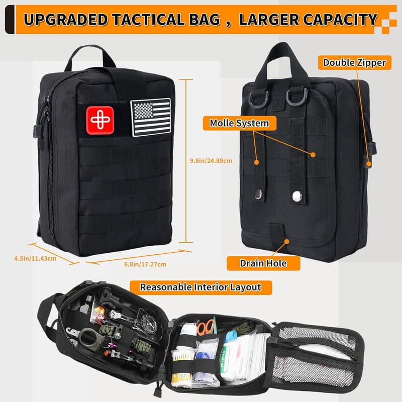 Emergency Survival Kit with 252 Pieces for Outdoor Adventures