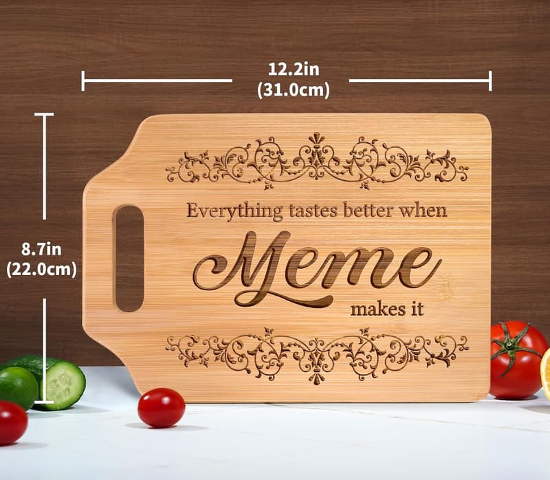 Meme Birthday Engraved Bamboo Cutting Board - 12.3” x 8.7”
