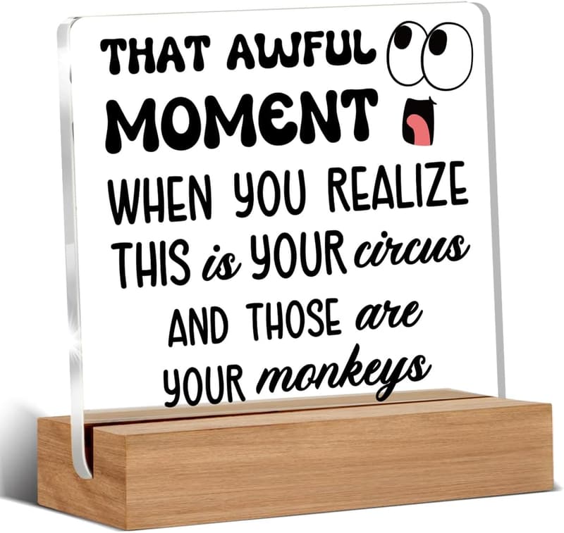 Funny Boss Day Acrylic Sign Decor for Coworkers (4 x 4 Inches)