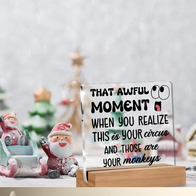 Funny Boss Day Acrylic Sign Decor for Coworkers (4 x 4 Inches)