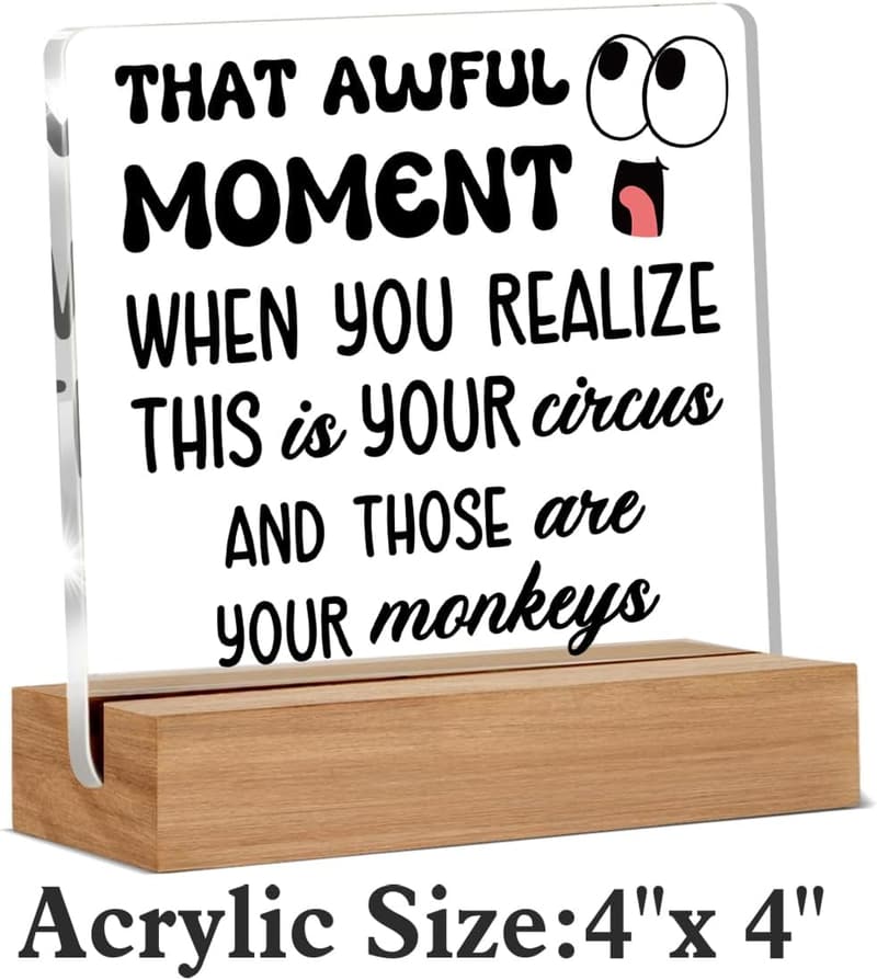 Funny Boss Day Acrylic Sign Decor for Coworkers (4 x 4 Inches)