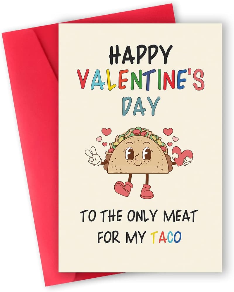 Naughty Valentine's Day Card for Him - Unique Taco Design