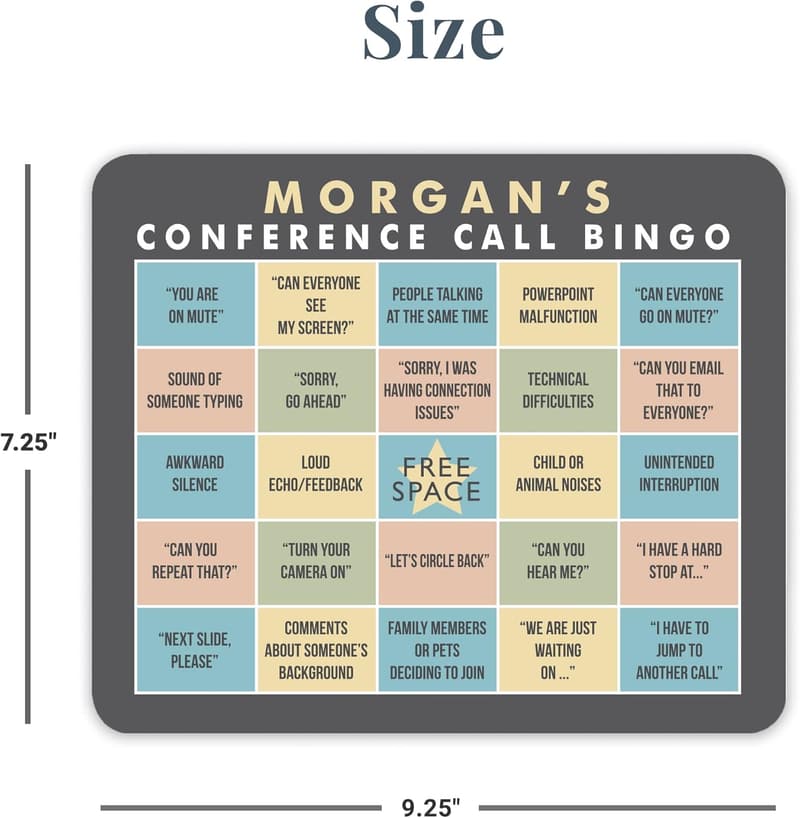 Personalized Bingo Mouse Pad for Virtual Meetings
