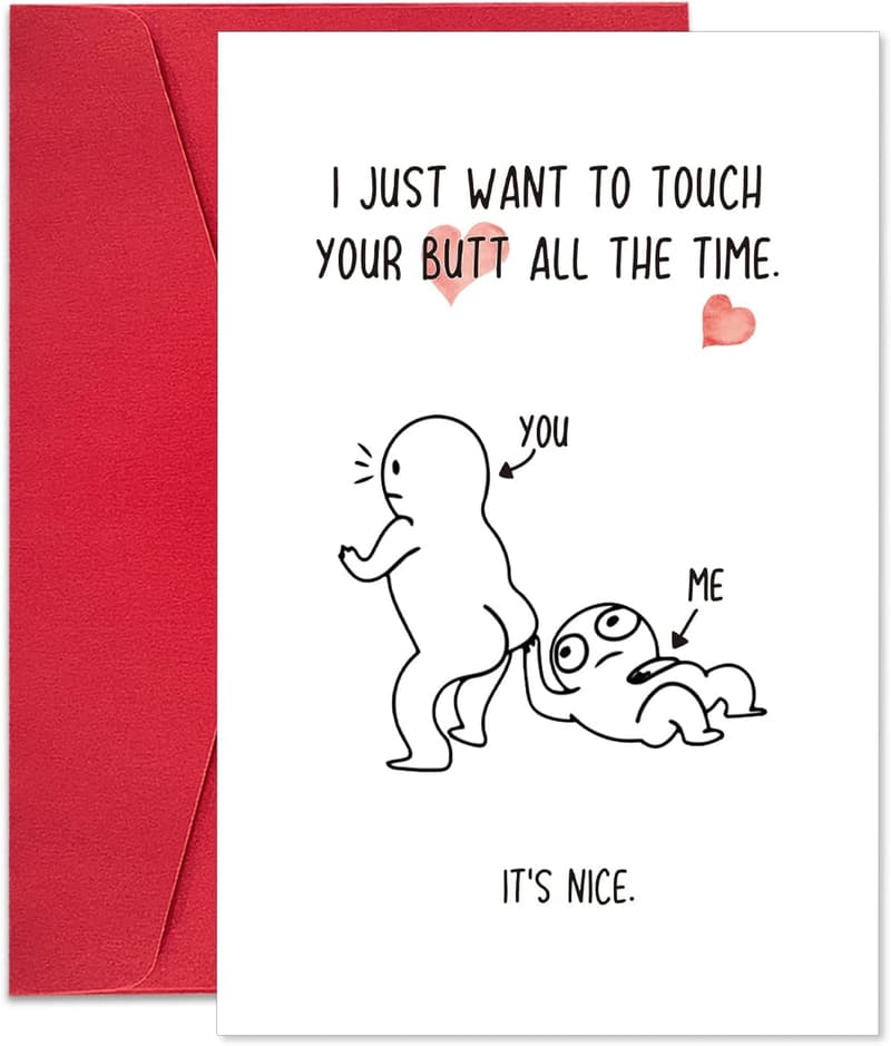 Valentine's Day Card for Couples - Funny Touch My Butt Design