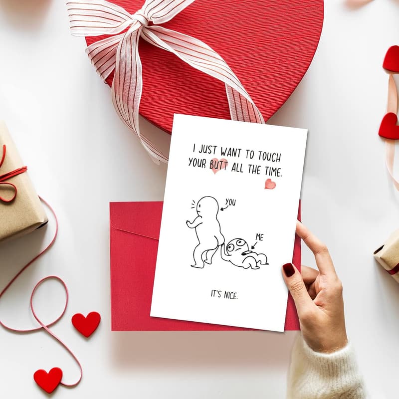 Valentine's Day Card for Couples - Funny Touch My Butt Design