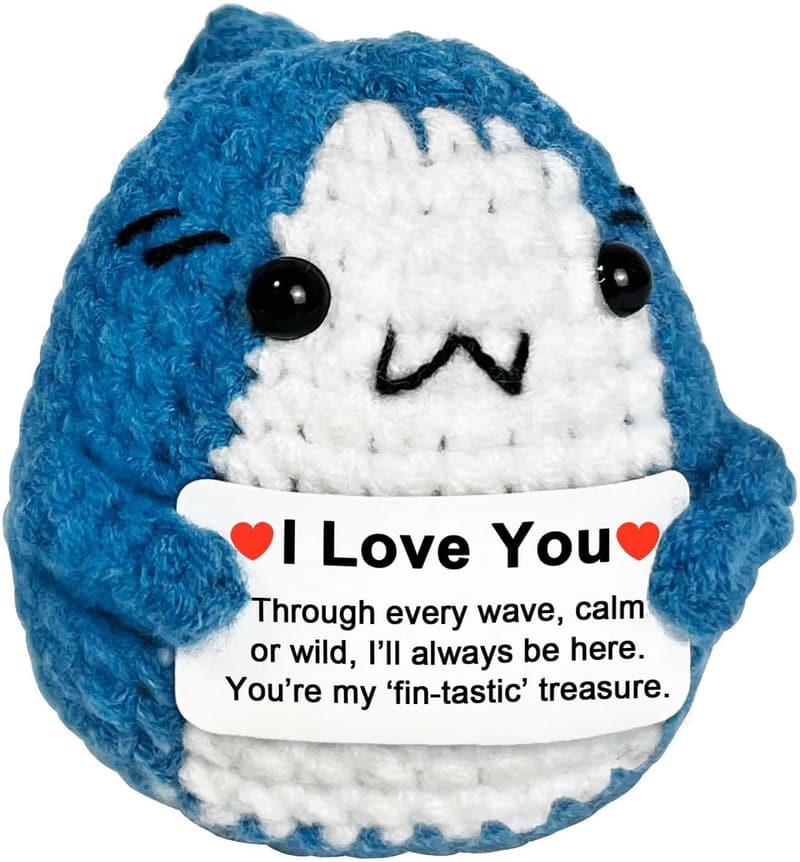 Long Distance Relationship Gift: Positive Crochet Shark for Couples