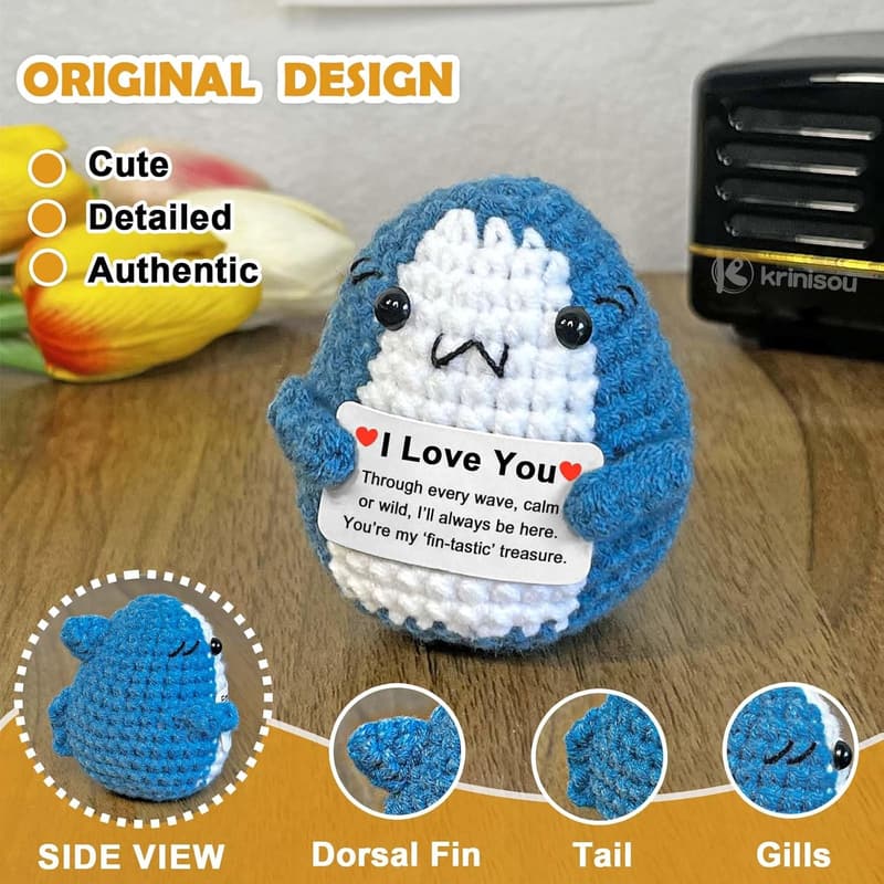 Long Distance Relationship Gift: Positive Crochet Shark for Couples