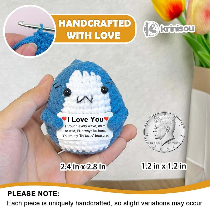 Long Distance Relationship Gift: Positive Crochet Shark for Couples
