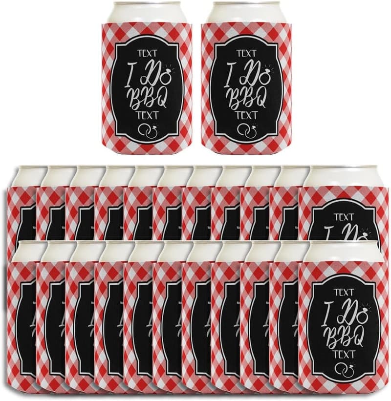 BBQ Wedding Shower Customized Can Coolies – 24-Pack Red
