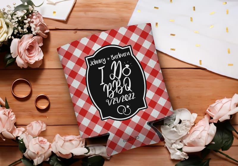 BBQ Wedding Shower Customized Can Coolies – 24-Pack Red