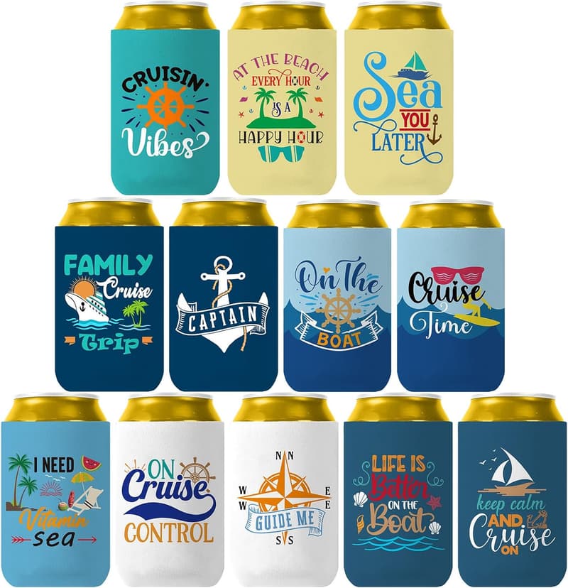 Nautical Party Beer Can Cooler - 12-Pack Neoprene Sleeves