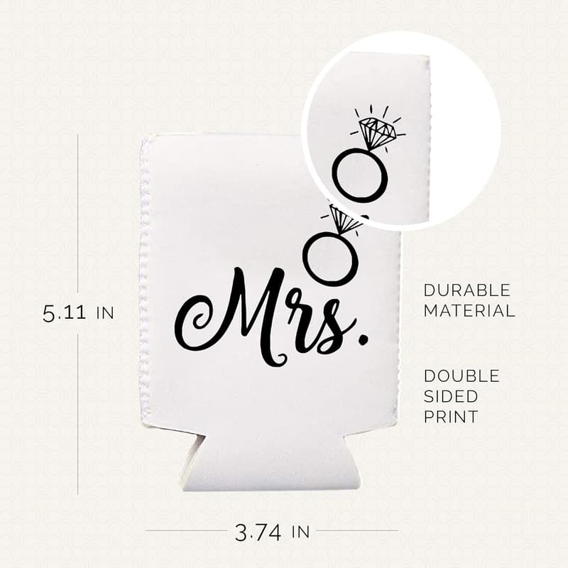 Wedding Can Coolers Set - Mr. and Mrs. Black and White