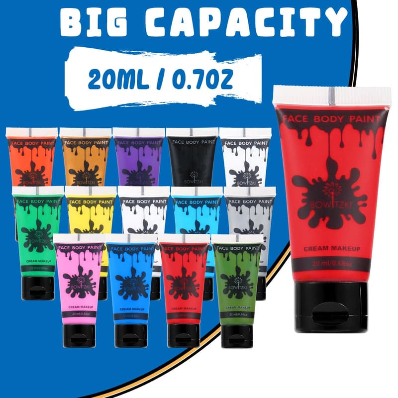 14-Color Water-Based Face & Body Paint Set for Kids & Adults