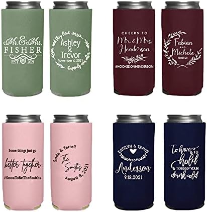 Personalized 12oz Wedding Can Coolers - Bachelorette Party Favors