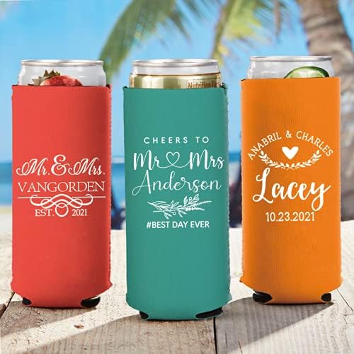Personalized 12oz Wedding Can Coolers - Bachelorette Party Favors