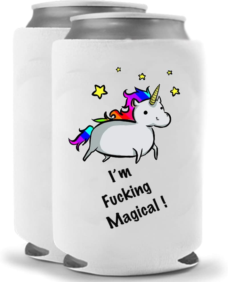 Funny Unicorn Can Cooler Set - Magical Neoprene Beverage Holders