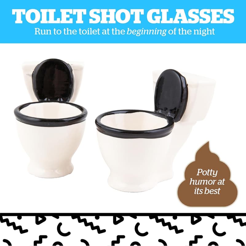 Funny Toilet Shot Glasses - Set of 2 Gag Gift