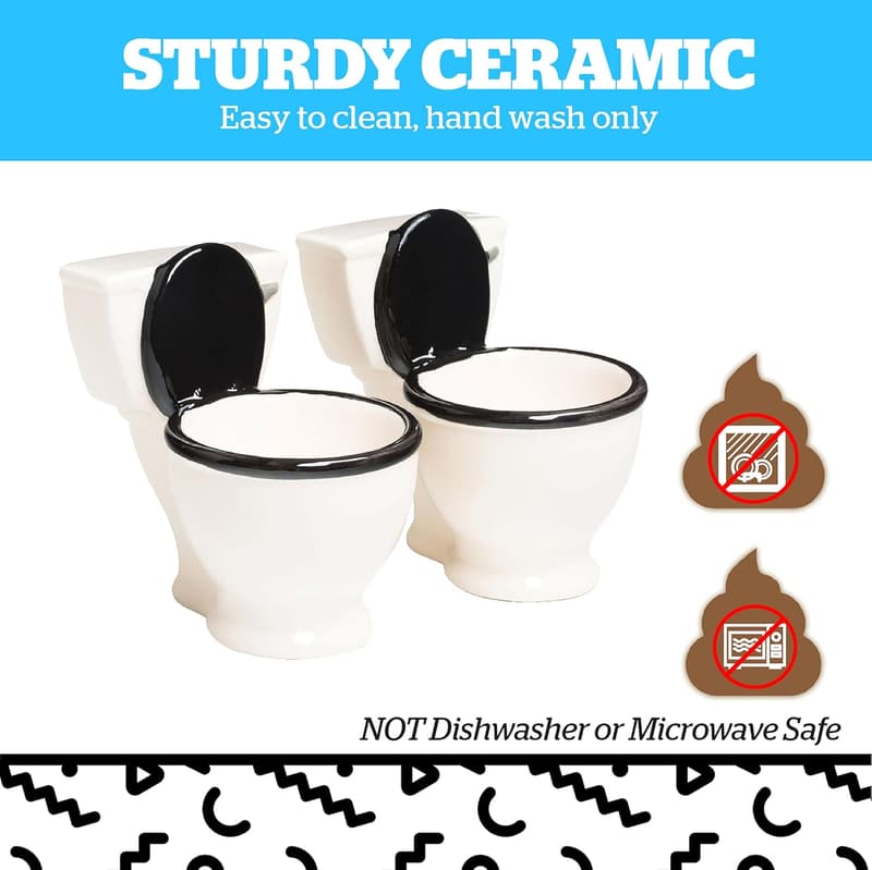 Funny Toilet Shot Glasses - Set of 2 Gag Gift