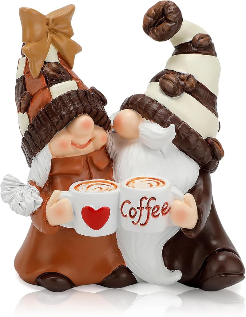 Spring Summer Coffee Gnomes Tiered Tray Decor