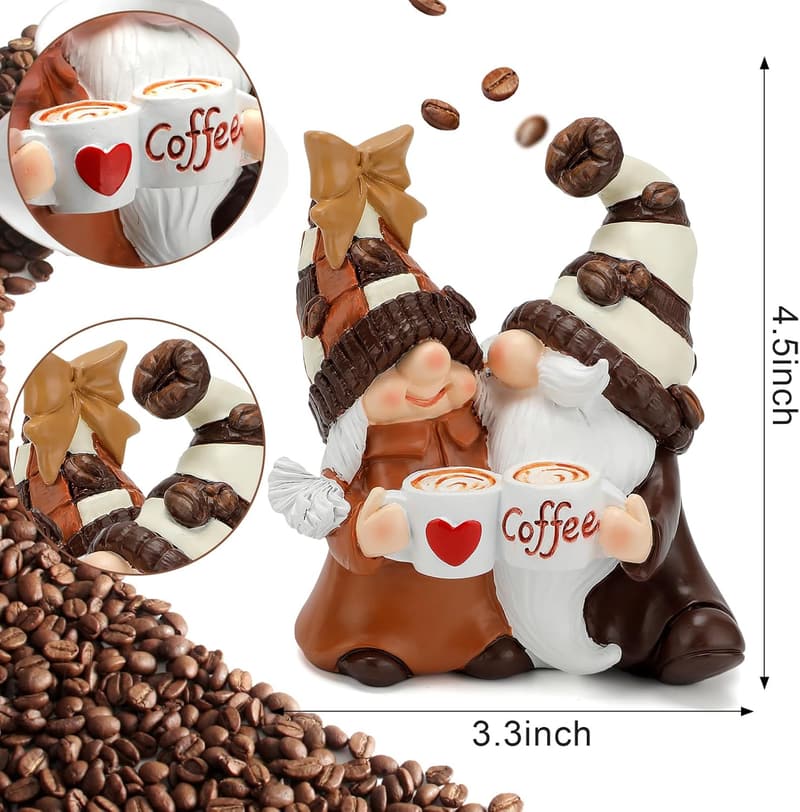 Spring Summer Coffee Gnomes Tiered Tray Decor