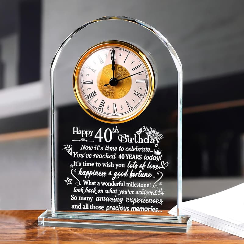 40th Birthday Quartz Clock Gift for Women and Couples