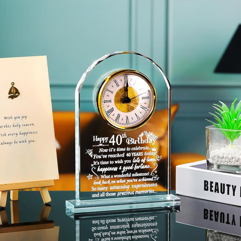 40th Birthday Quartz Clock Gift for Women and Couples