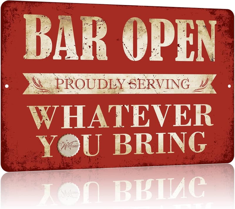 Funny Vintage Metal Bar Sign for Home Bar & Man Cave Decor