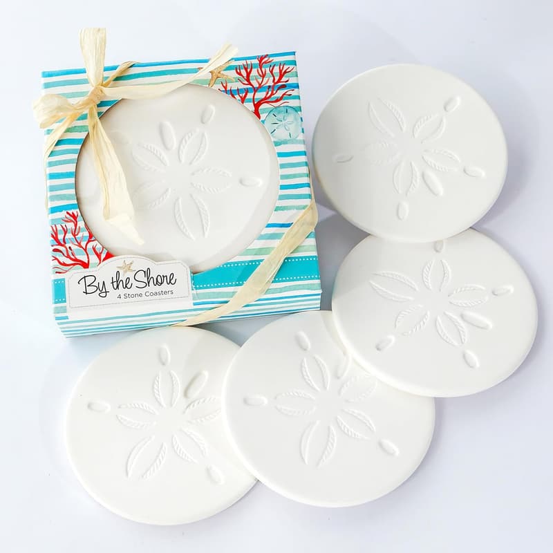 Coastal Sand Dollar Drink Coasters Set of 4 - Nautical Home Decor