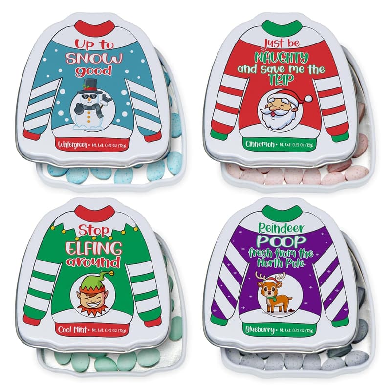 Funny Christmas Poop Mint Tins - 4 Pack Gag Gift for All