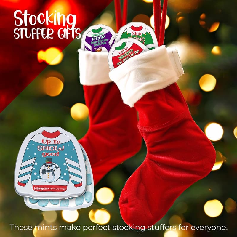 Funny Christmas Poop Mint Tins - 4 Pack Gag Gift for All
