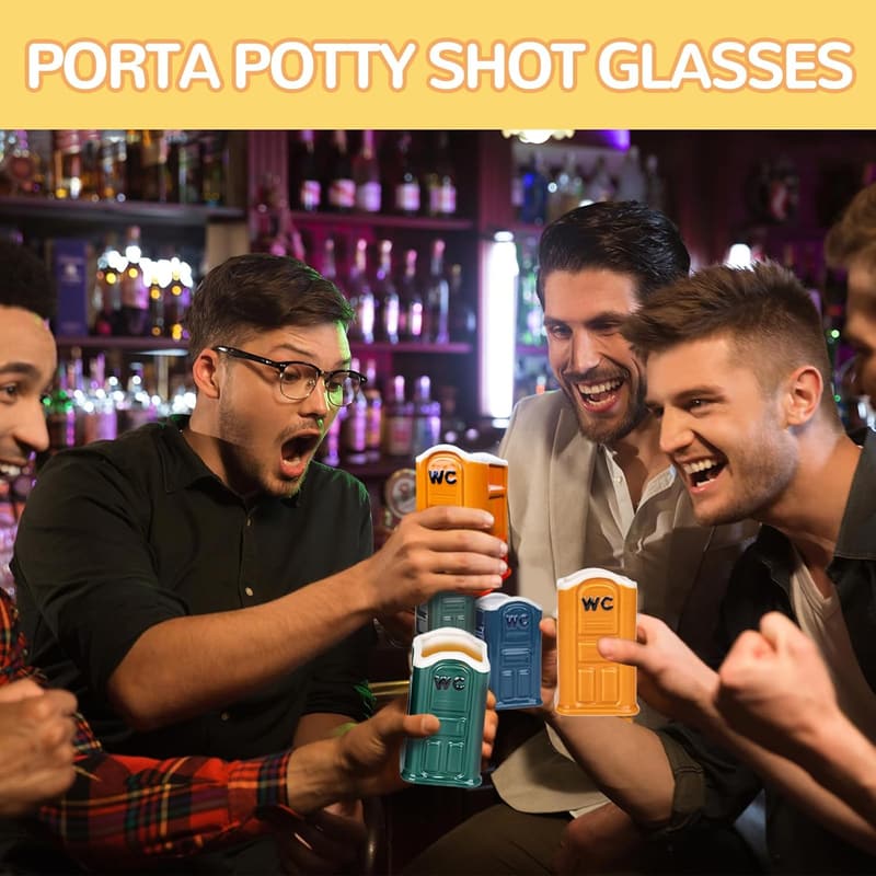 Funny Ceramic Porta Potty Shot Glasses - Novelty Party Gift