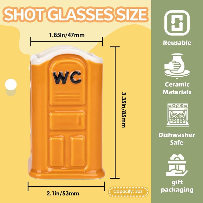 Funny Porta Potty Shot Glasses - Novelty Gift for Adults