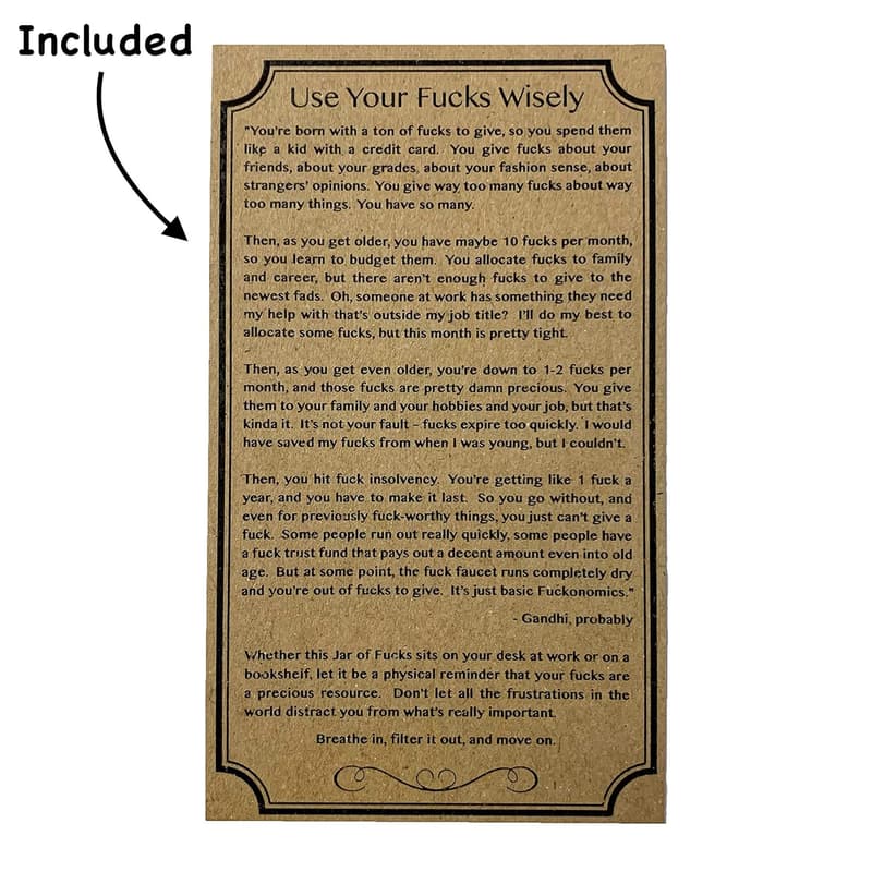 Gag Gift Jar of Fucks – 5oz White Elephant Present