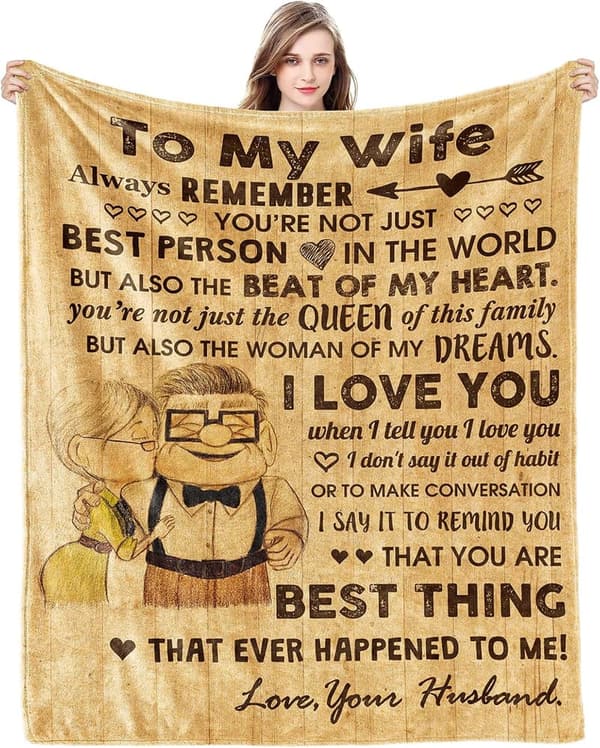 Soft Flannel Throw Blanket for Wife - Romantic Anniversary Gift