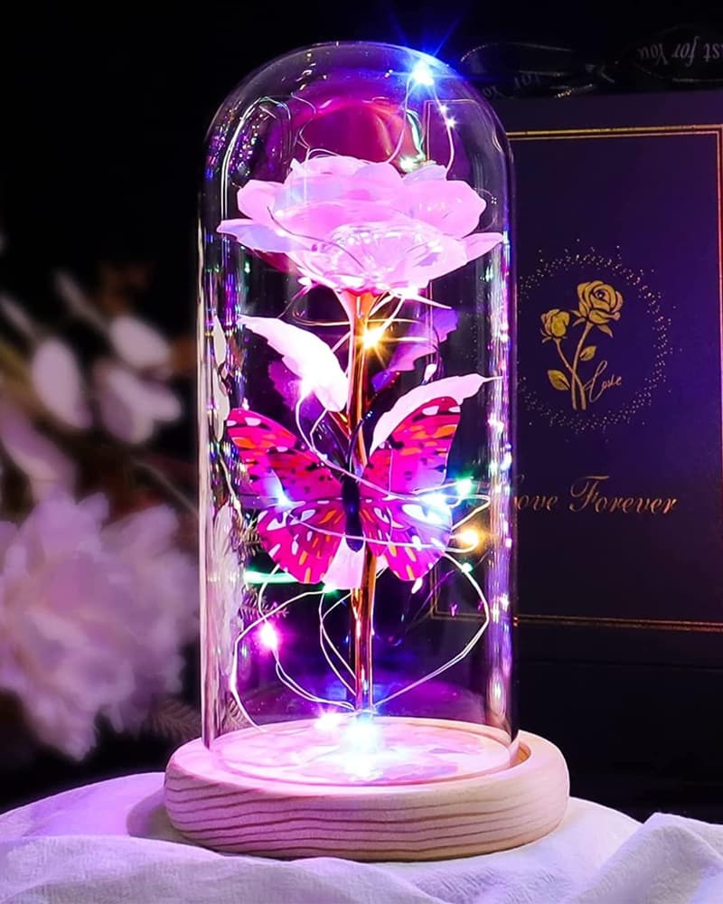 Eternal Pink Glass Rose - Birthday & Mother's Day Gift for Her