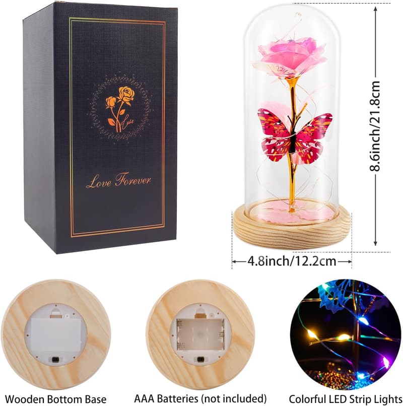 Eternal Pink Glass Rose - Birthday & Mother's Day Gift for Her